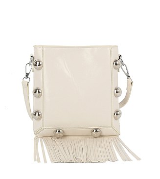 Studded Bubble Fringe Crossbody Bag