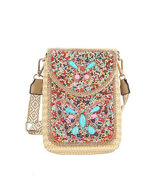 Beads Embroidery Crossbody Bag