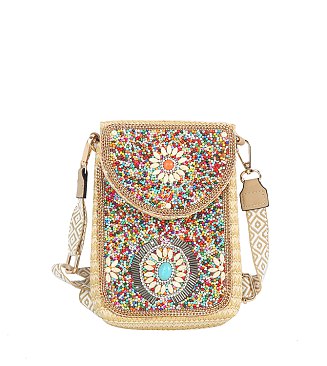 Beads Embroidery Crossbody Bag