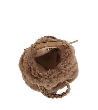 Faux Fur Braided Handle Tote Bag