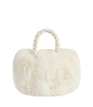 Faux Fur Braided Handle Tote Bag