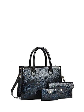 Embossed Flower 3-in-1 Satchel Set