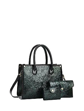 Embossed Flower 3-in-1 Satchel Set