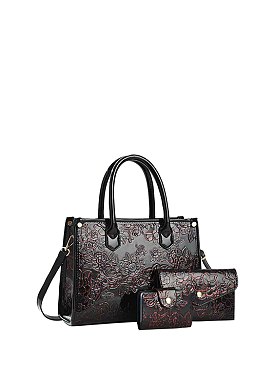 Embossed Flower 3-in-1 Satchel Set