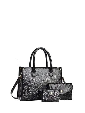 Embossed Flower 3-in-1 Satchel Set