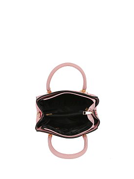 Embossed Flower Top Handle Satchel