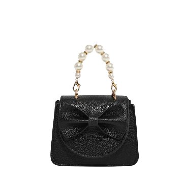 Bow Flap Pearl Handle Mini Handbag