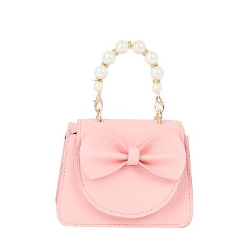 Bow Flap Pearl Handle Mini Handbag