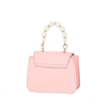 Bow Flap Pearl Handle Mini Handbag
