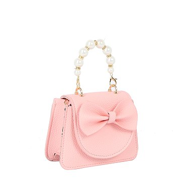 Bow Flap Pearl Handle Mini Handbag