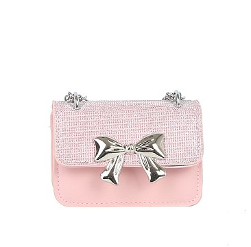 Bow Glitter Flap Mini Handbag