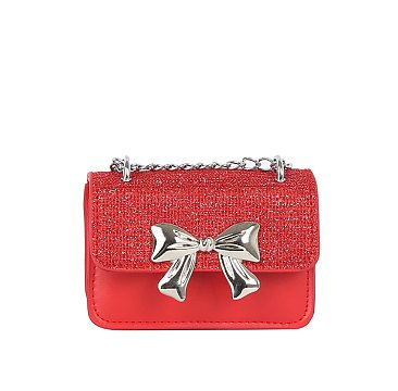 Bow Glitter Flap Mini Handbag