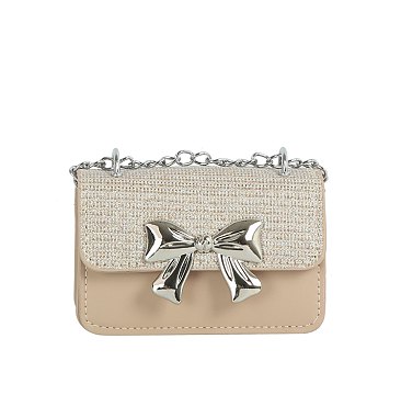 Bow Glitter Flap Mini Handbag