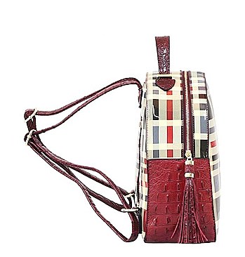 TRENDY GLOSSY CHECK TASSEL BACKPACK