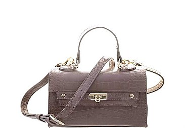 STYLISH CROC DESIGN MINI CROSSBODY WITH HANDLE BAG