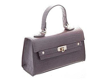 STYLISH CROC DESIGN MINI CROSSBODY WITH HANDLE BAG