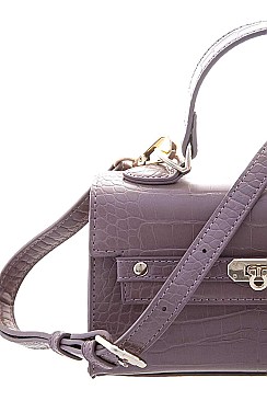 STYLISH CROC DESIGN MINI CROSSBODY WITH HANDLE BAG