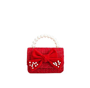 Tweed Bow Flap Mini Handbag