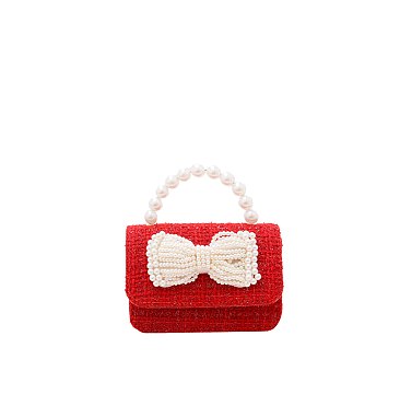 Tweed Bow Flap Mini Handbag