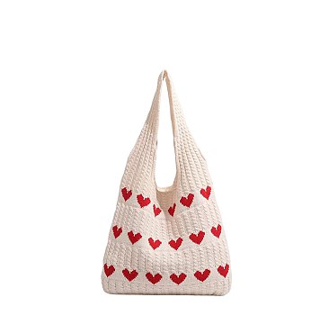 Crochet Heart Knit Hobo