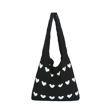 Crochet Heart Knit Hobo