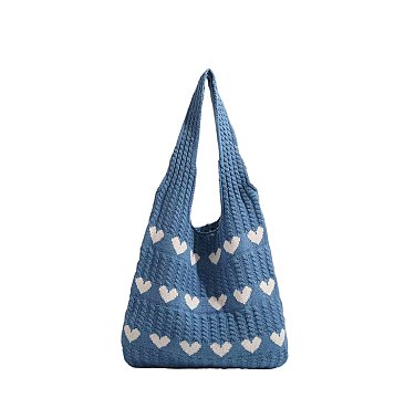 Crochet Heart Knit Hobo