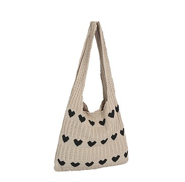Crochet Heart Knit Hobo
