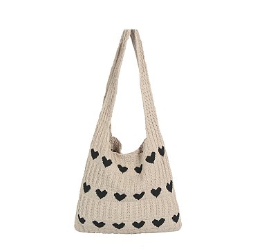 Crochet Heart Knit Hobo