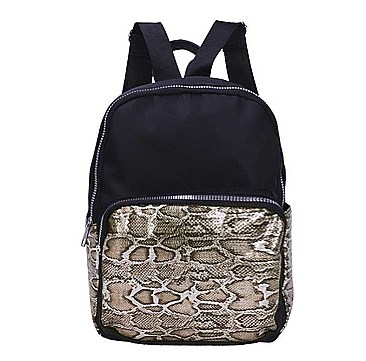 TRENDY SNAKE PRINT BACKPACK
