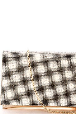 PRINCESS MULTI RHINESTONE CLUTCH WITH CHAIN
