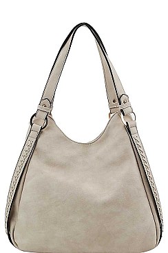 BRAIDED SIDE ACCENT MODERN HOBO BAG