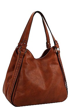 BRAIDED SIDE ACCENT MODERN HOBO BAG