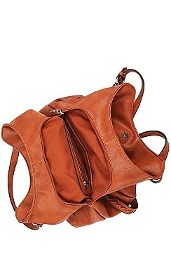 BRAIDED SIDE ACCENT MODERN HOBO BAG