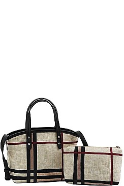 2 IN 1 CHECK SHOULDER SATCHE BAG
