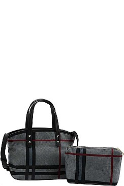 2 IN 1 CHECK SHOULDER SATCHE BAG