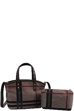 2 IN 1 CHECK SHOULDER SATCHE BAG