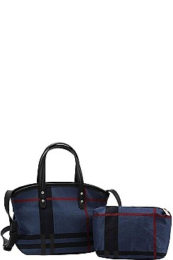 2 IN 1 CHECK SHOULDER SATCHE BAG