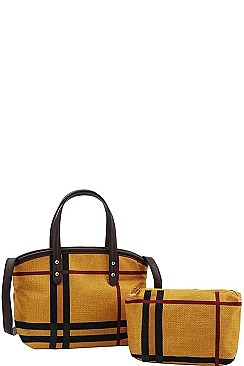 2 IN 1 CHECK SHOULDER SATCHE BAG