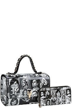 2IN1 OBAMA PAINTING ART SATCHEL WITH MATCHING WALLET
