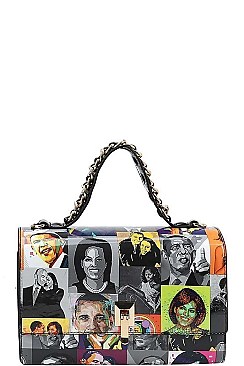 2IN1 OBAMA PAINTING ART SATCHEL WITH MATCHING WALLET