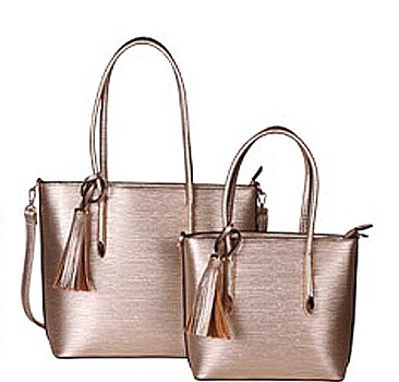 2 IN 1 FASHION TASSEL HANDLE TOTE BAG SET