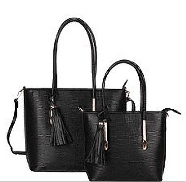 2 IN 1 FASHION TASSEL HANDLE TOTE BAG SET