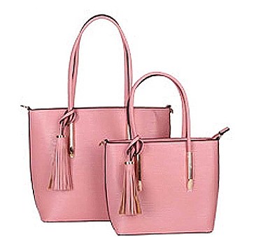 2 IN 1 FASHION TASSEL HANDLE TOTE BAG SET