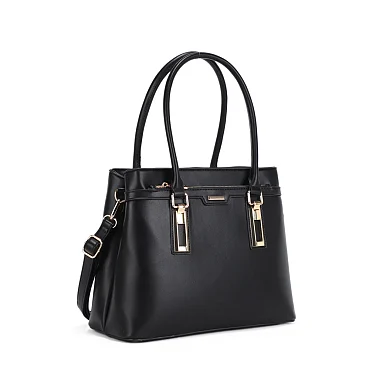 Triple Compartment Metal Accent Boutique Satchel
