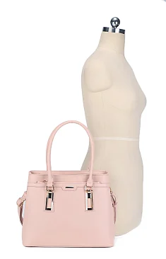 Triple Compartment Metal Accent Boutique Satchel