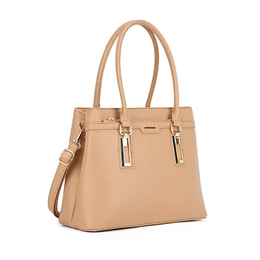 Triple Compartment Metal Accent Boutique Satchel