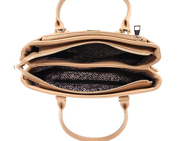 Triple Compartment Metal Accent Boutique Satchel