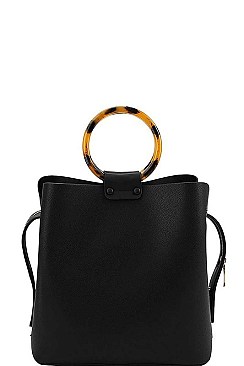 BANGLE HANDLE TOTE BAG WITH LONG STRAP