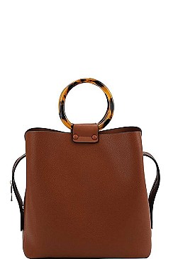 BANGLE HANDLE TOTE BAG WITH LONG STRAP