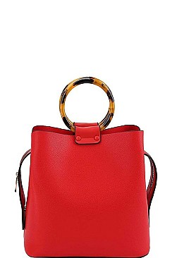 BANGLE HANDLE TOTE BAG WITH LONG STRAP